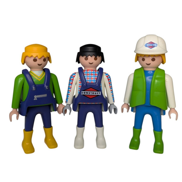 Playmobil Construction Workers Lot of 3 Figures 1992 P&M - Picture 1 of 6